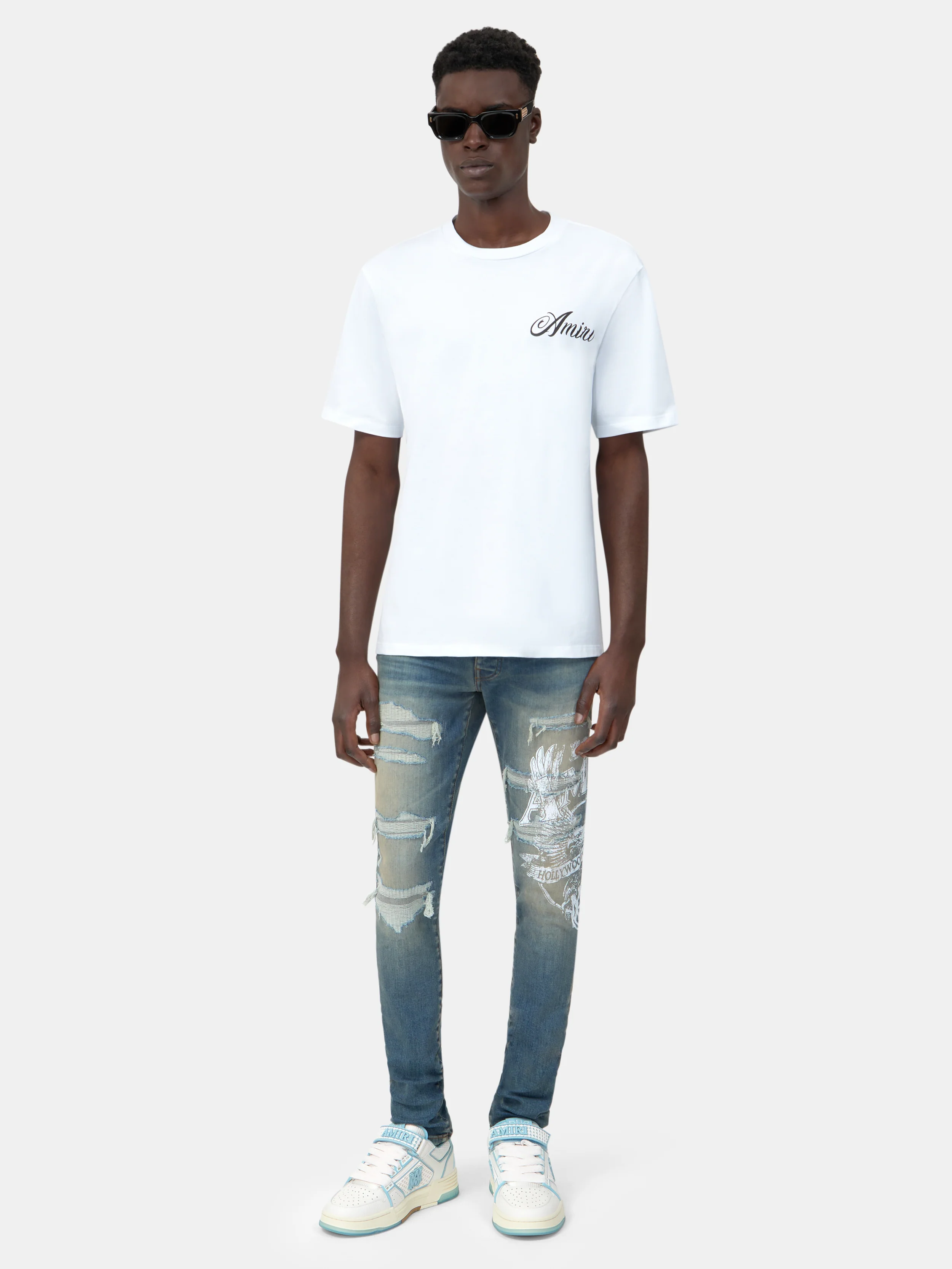 AMIRI EAGLE REPAIR SKINNY JEAN - Driftwood Blue - Image 2