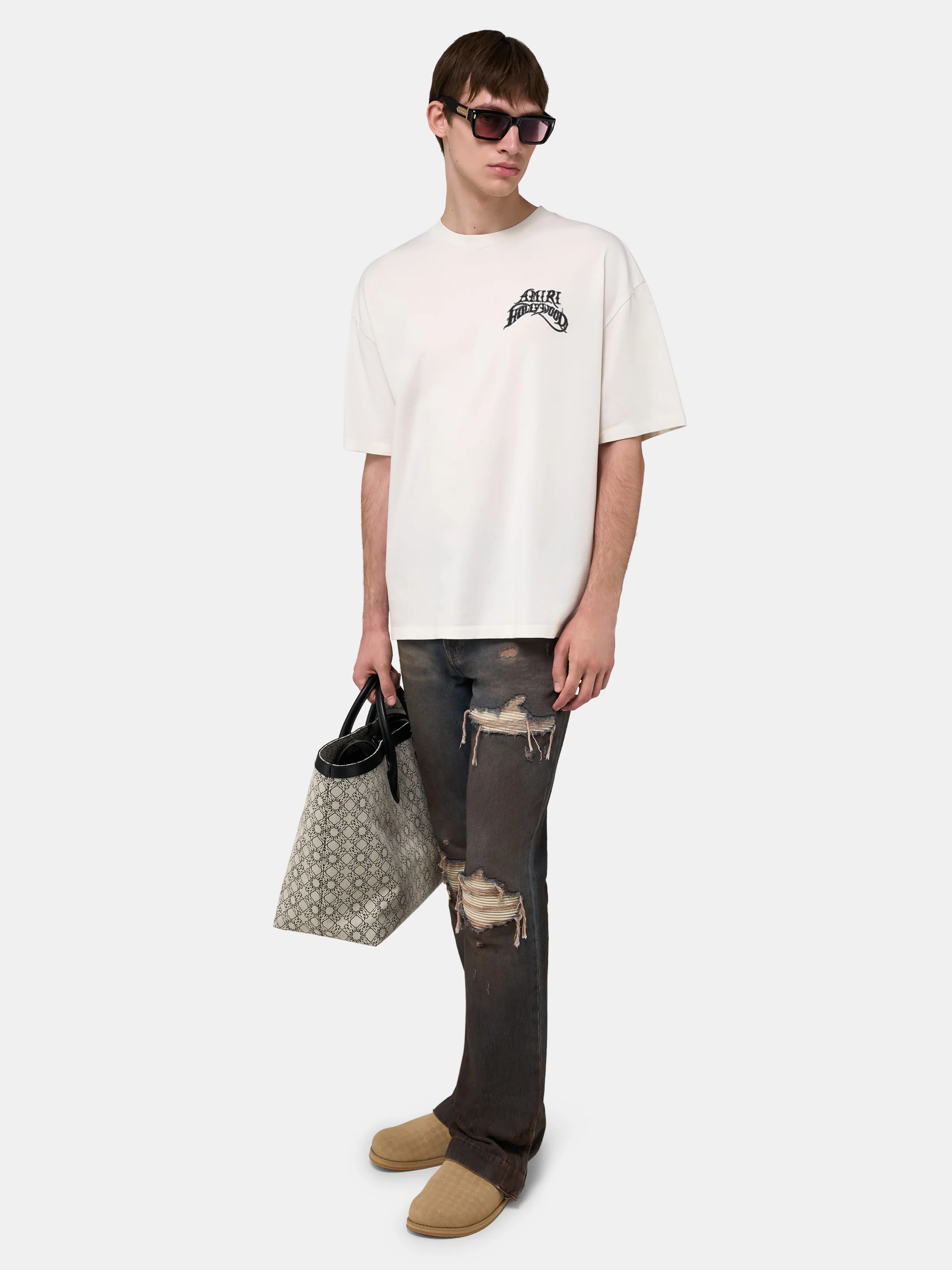 AMIRI HOLLYWOOD LIGHTWEIGHT JERSEY SKATE TEE - Ivory - Image 3