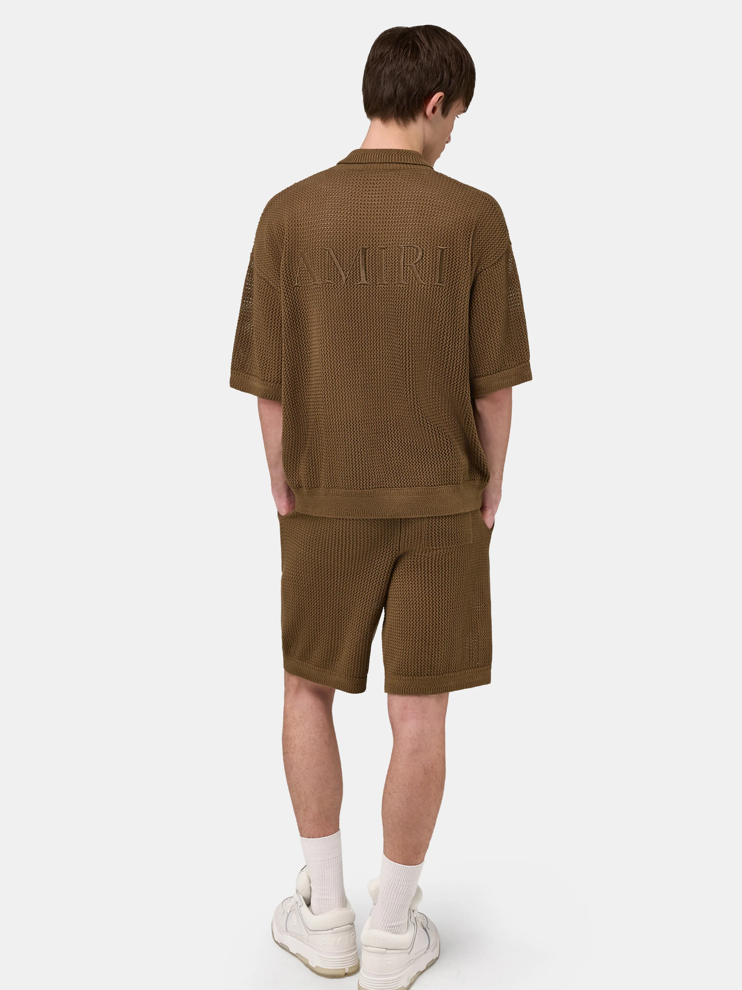 AMIRI CROCHET MESH POLO - Espresso - Image 4