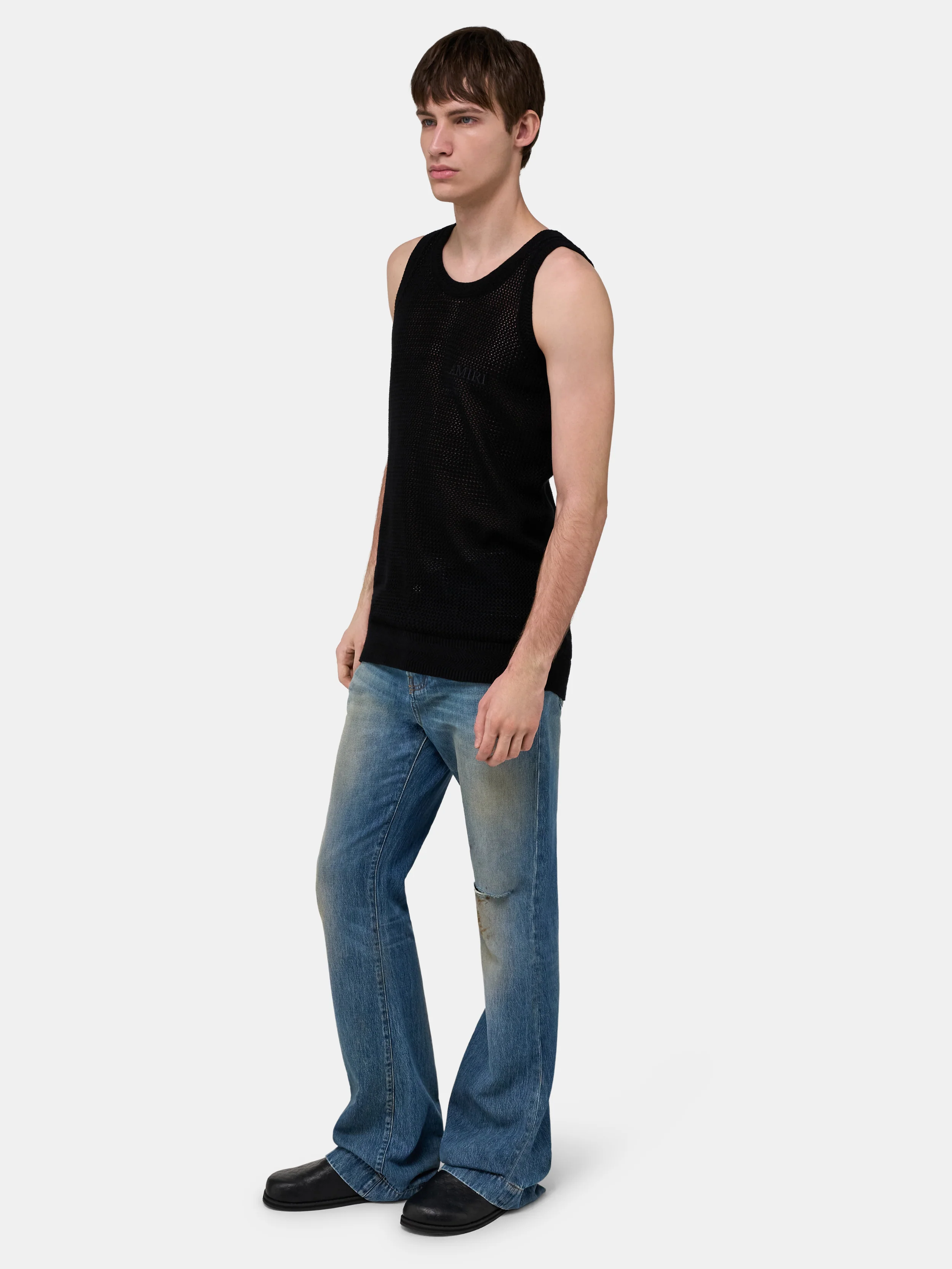 AMIRI KNIT MESH TANK - Black - Image 3