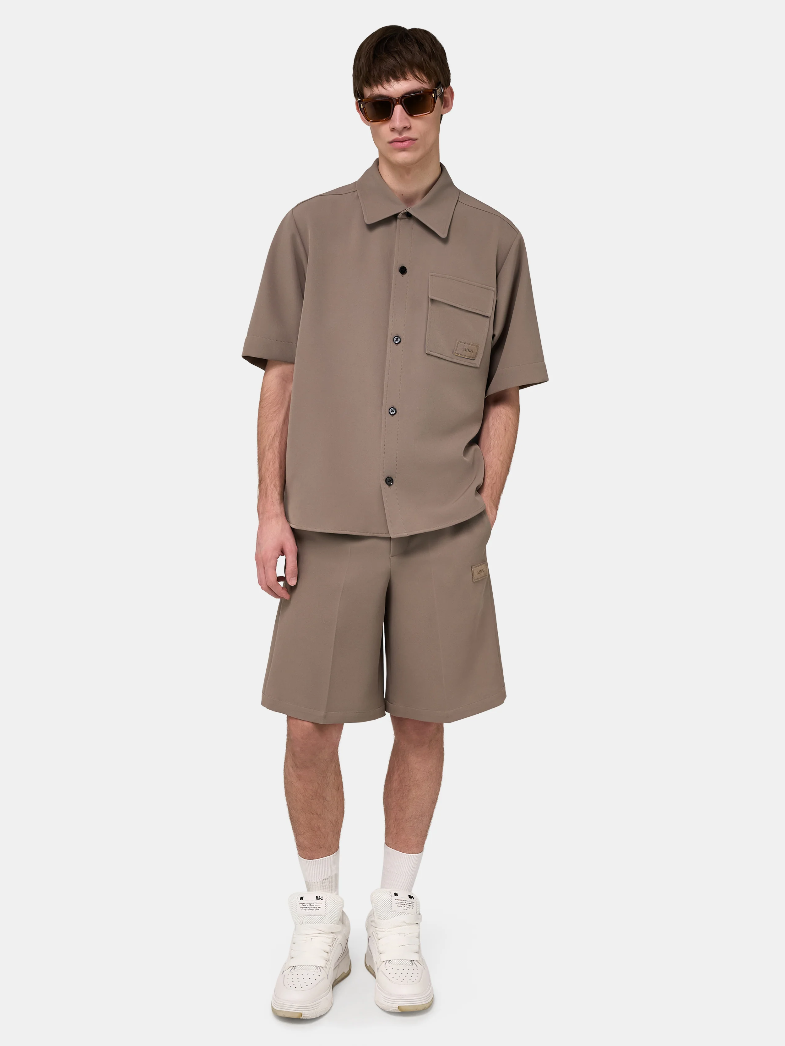 AMIRI PATCH CADY SHORT SLEEVE POCKET SHIRT - Dark Sand - Image 2