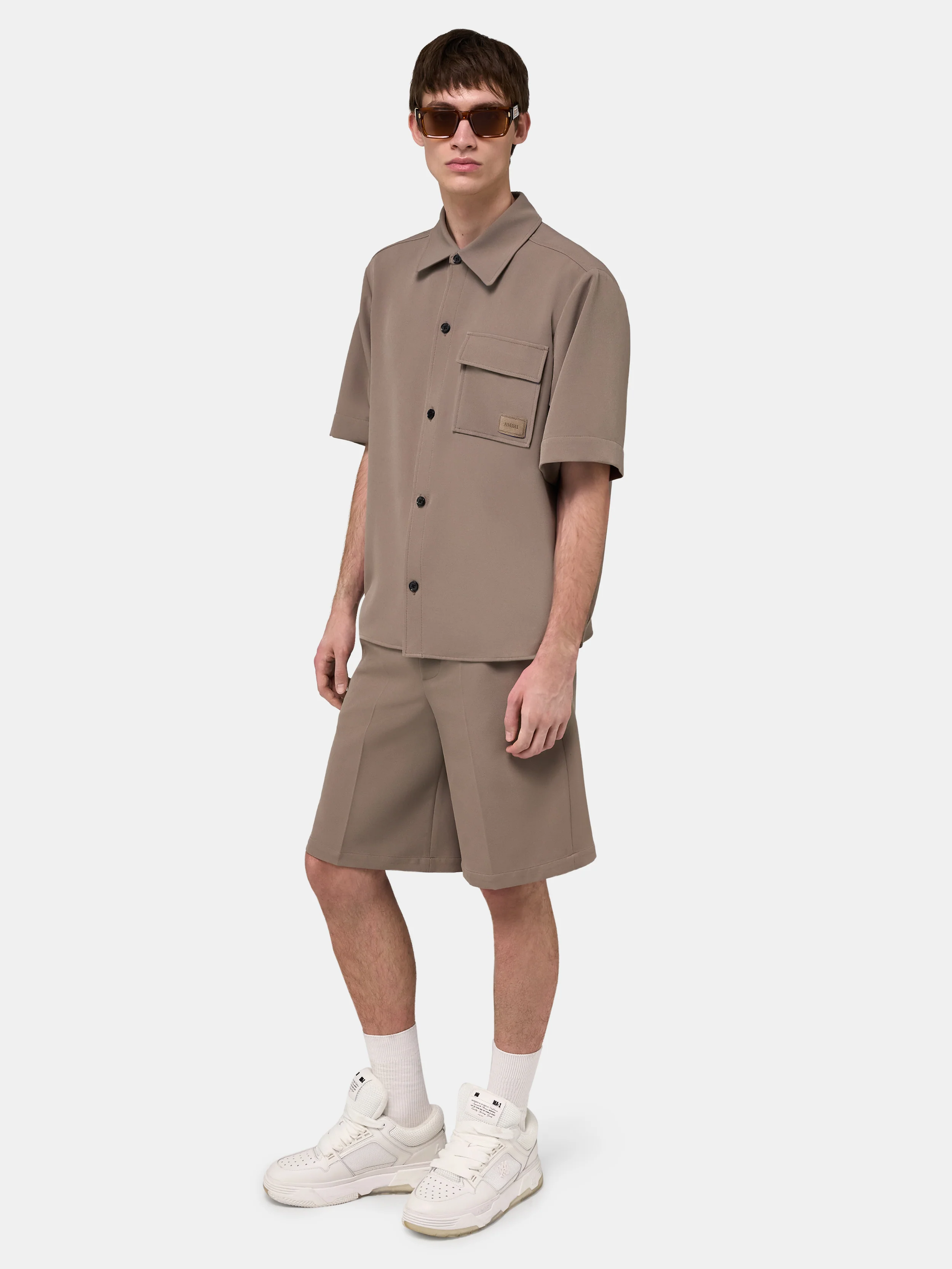 AMIRI PATCH CADY SHORT SLEEVE POCKET SHIRT - Dark Sand - Image 3