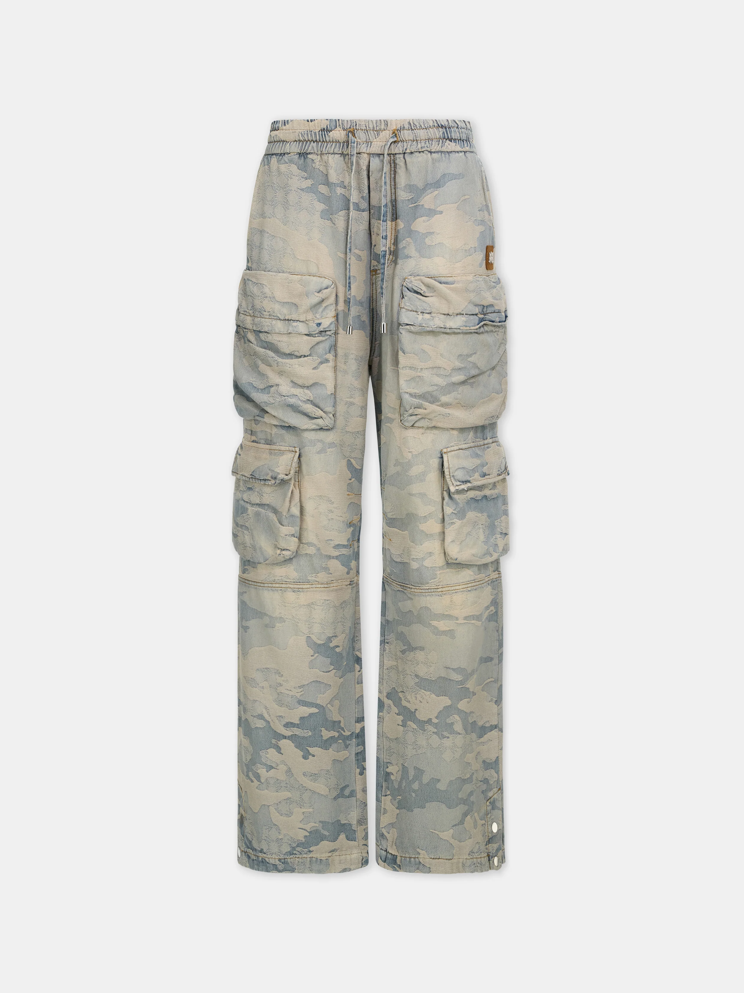 CAMO JACQUARD BAGGY CARGO JEAN - Camo Indigo