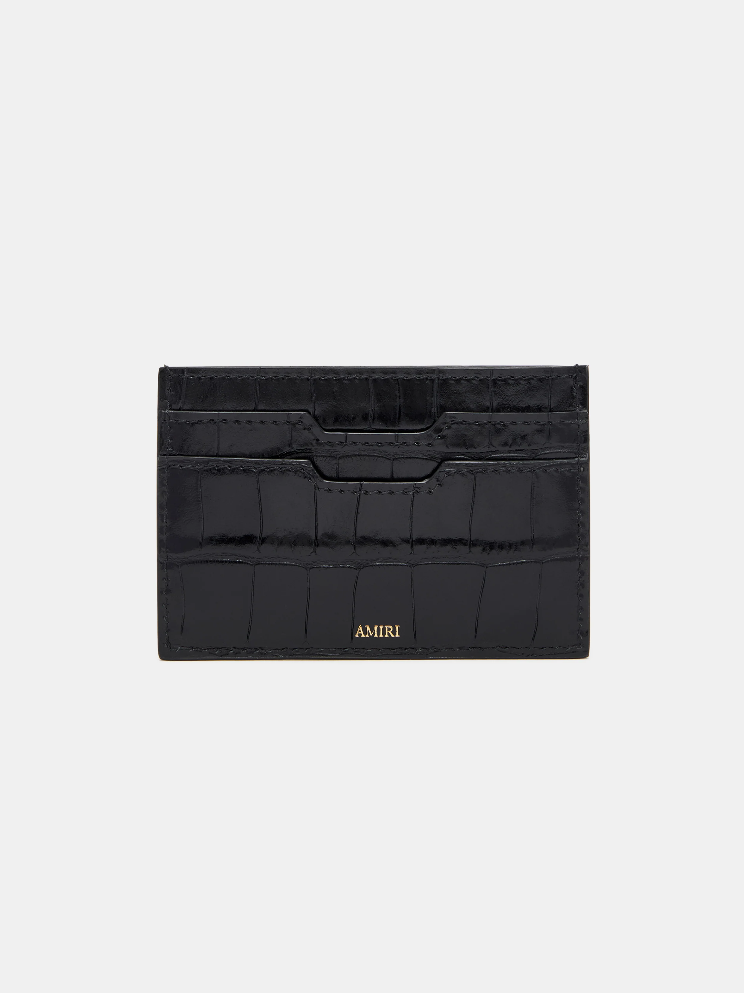 CROC EMBOSSED CARD HOLDER - BLACK - Image 2