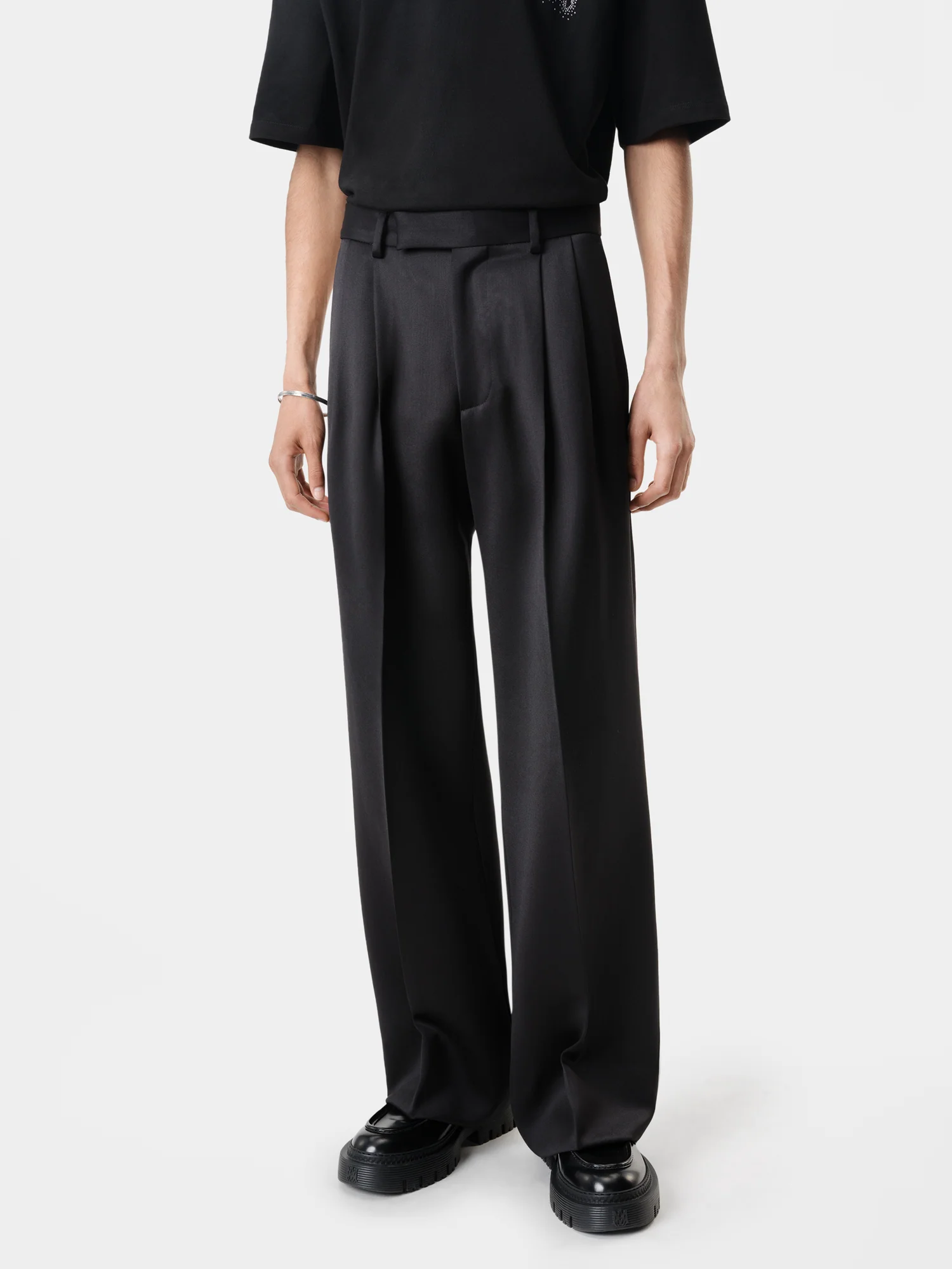 DOUBLE PLEATED PANT - Black - Image 3