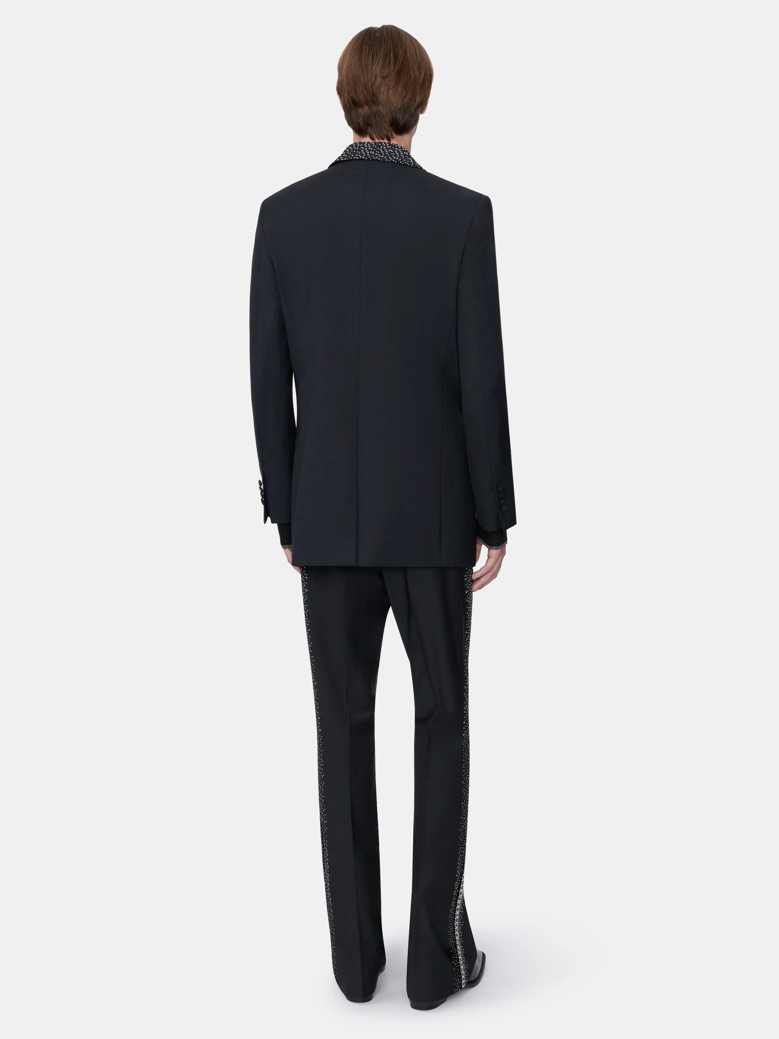 EMBELLISHED LAPEL SINGLE-BREASTED BLAZER - BLACK - Image 4