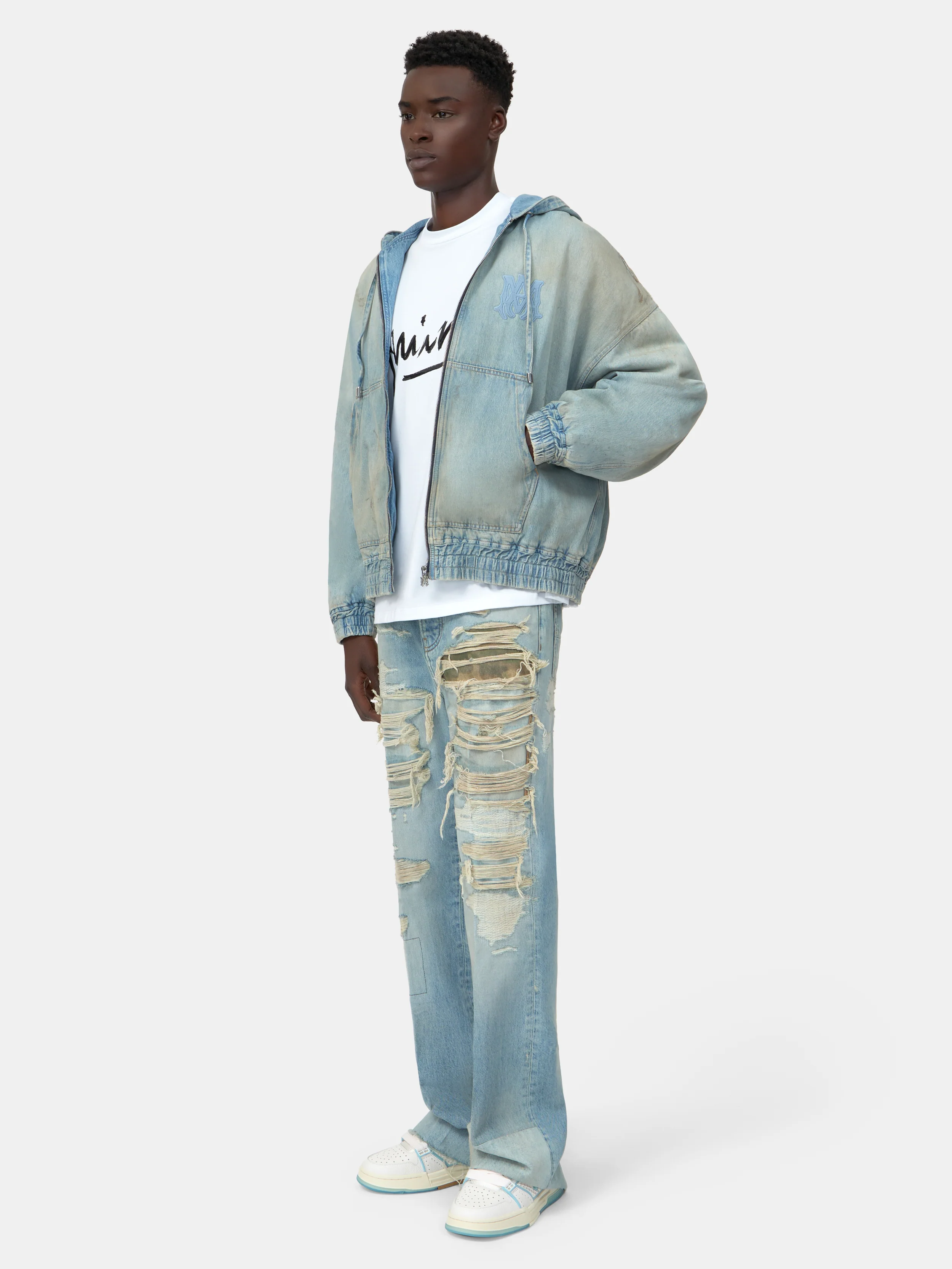 MA DENIM ZIP HOODIE - Perfect Antique Indigo - Image 3