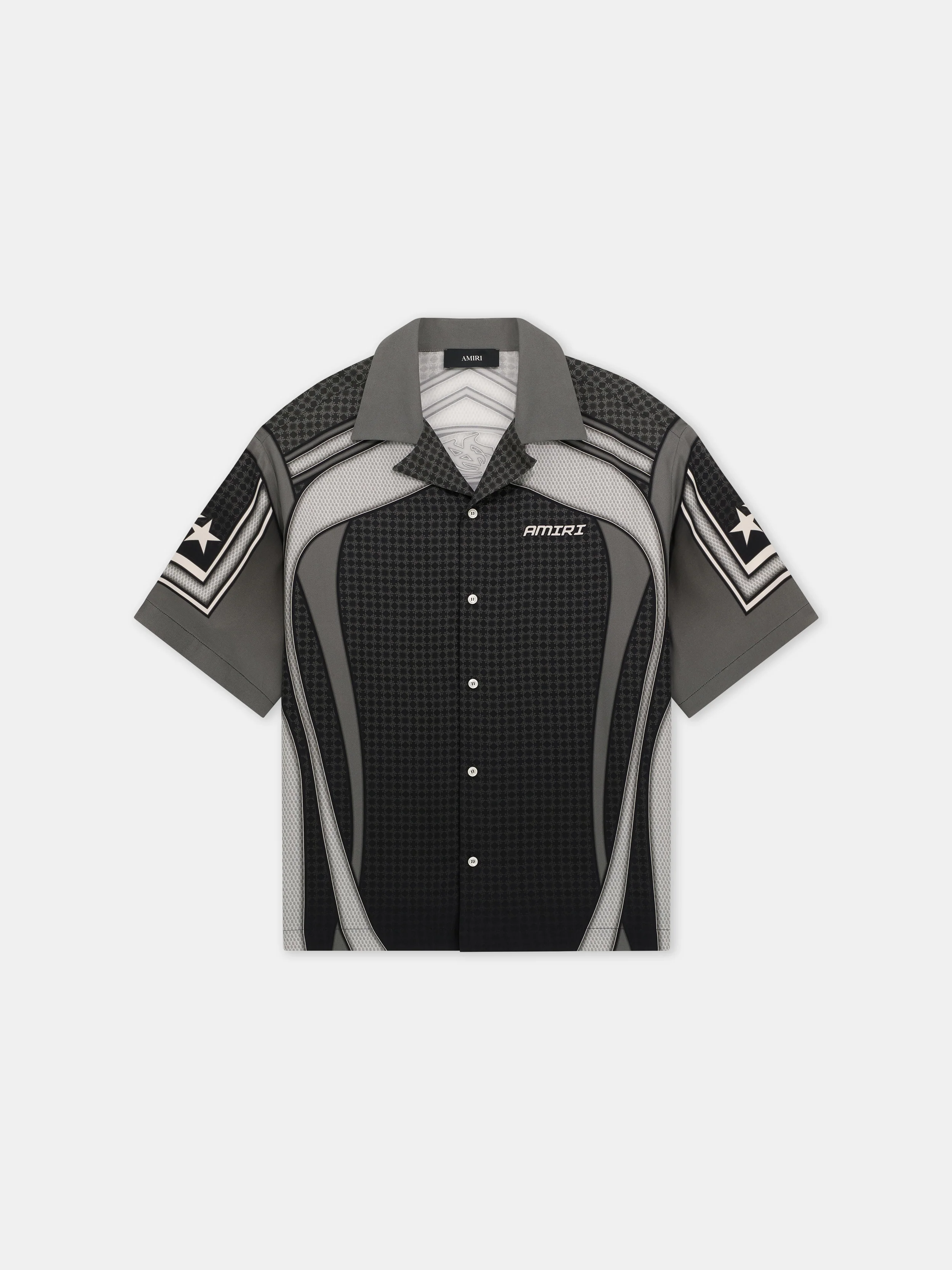 SPORT PANEL OVERSIZED CAMP SHIRT - Black