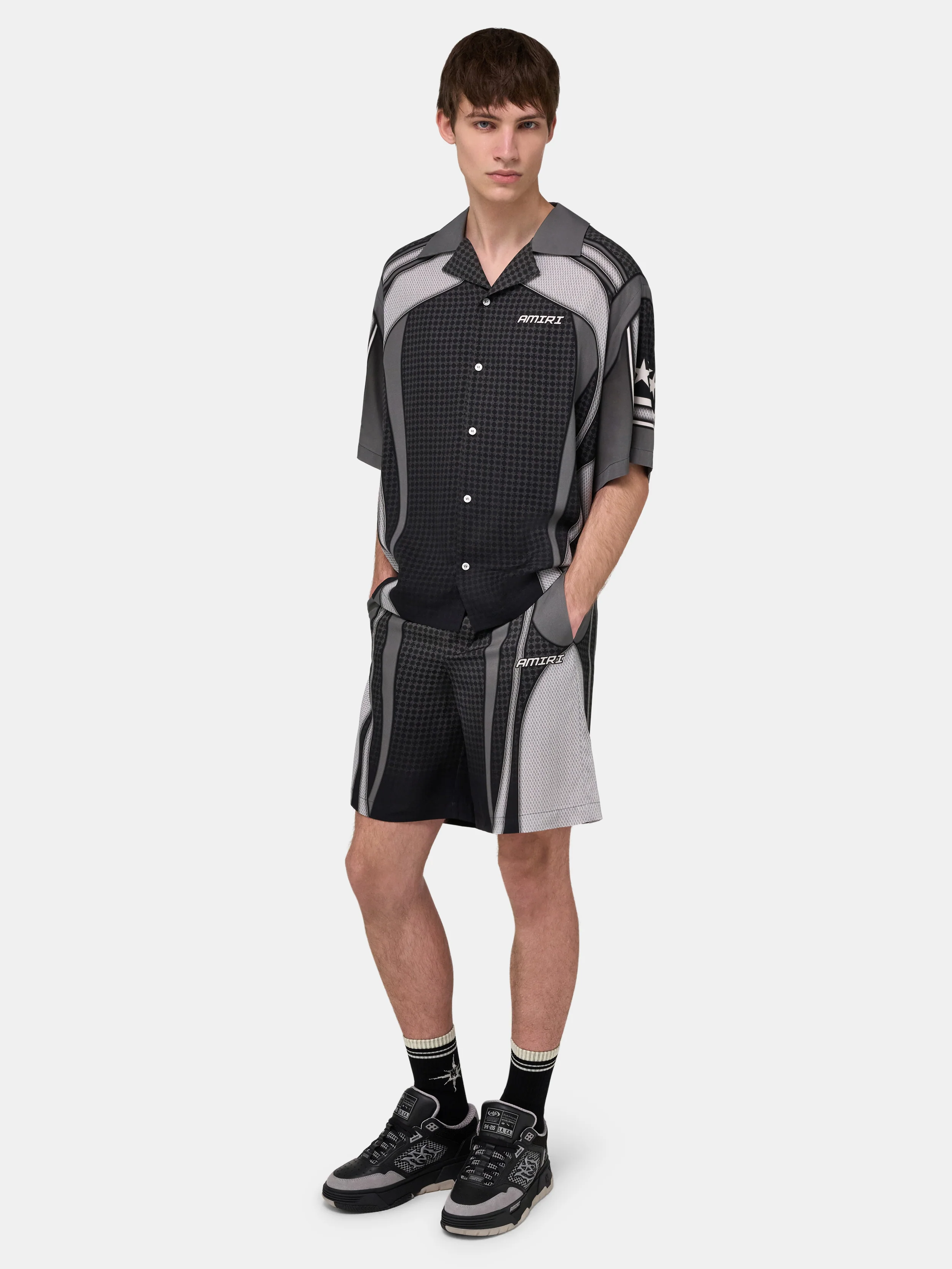 SPORT PANEL OVERSIZED CAMP SHIRT - Black - Image 3