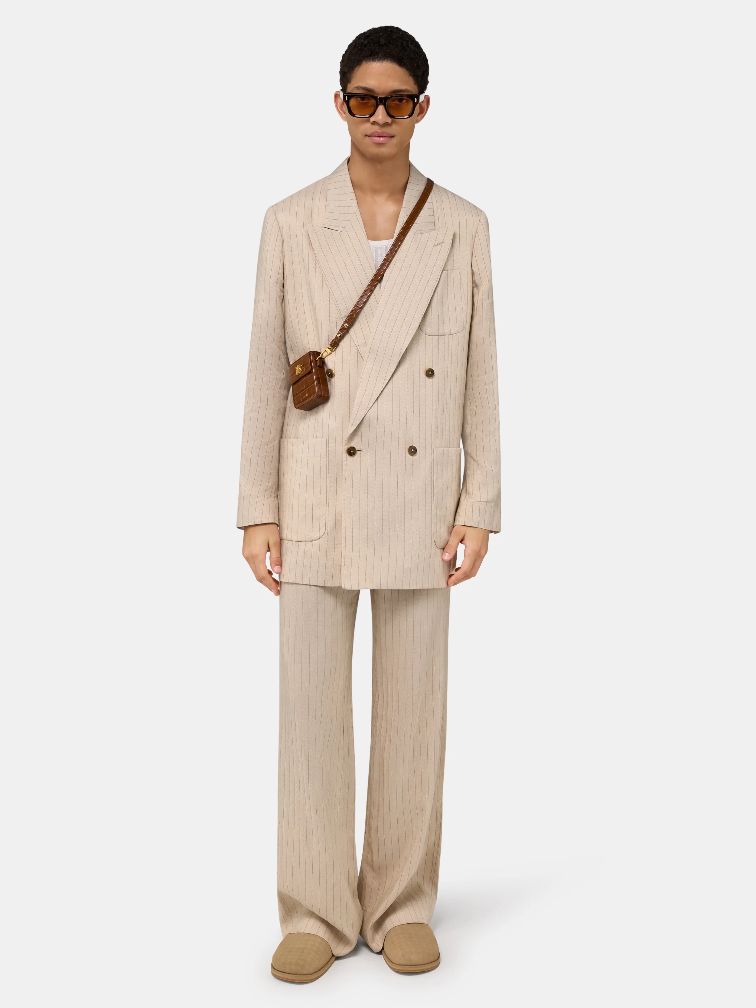 STRIPED DOUBLE-BREASTED BLAZER - Alabaster - Image 2