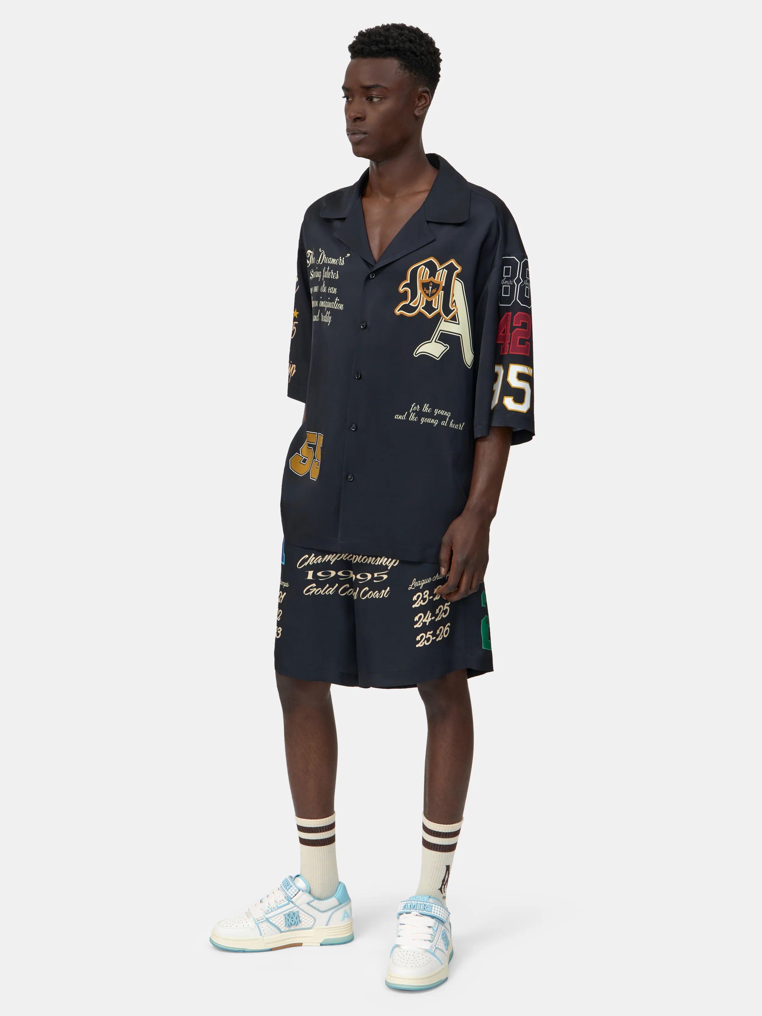 VARSITY PATCH OVERSIZED CAMP SHIRT - Black - Image 3