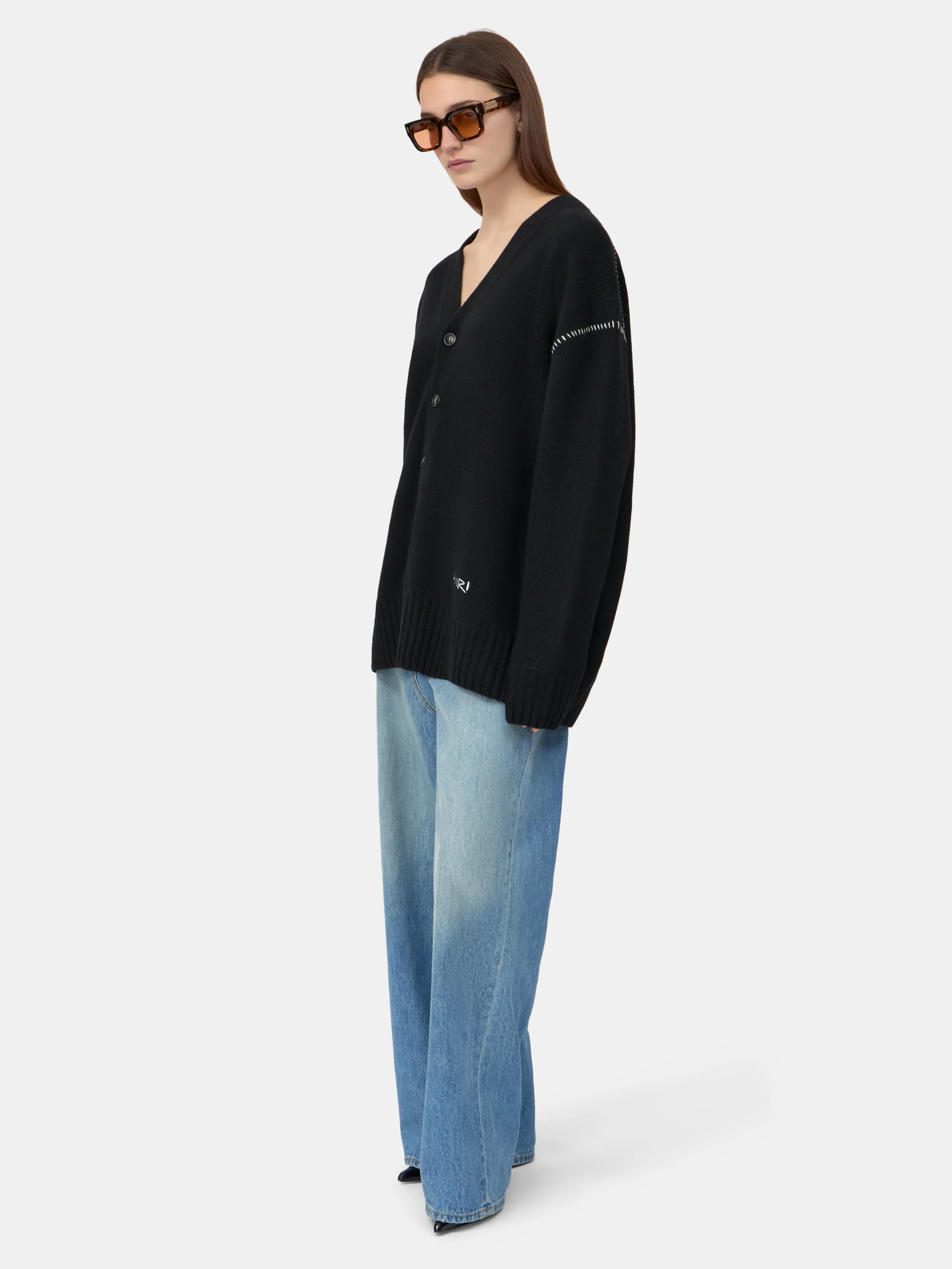 WOMEN - WOMEN'S AMIRI WHIP STITCH CARDIGAN - Black - Image 3