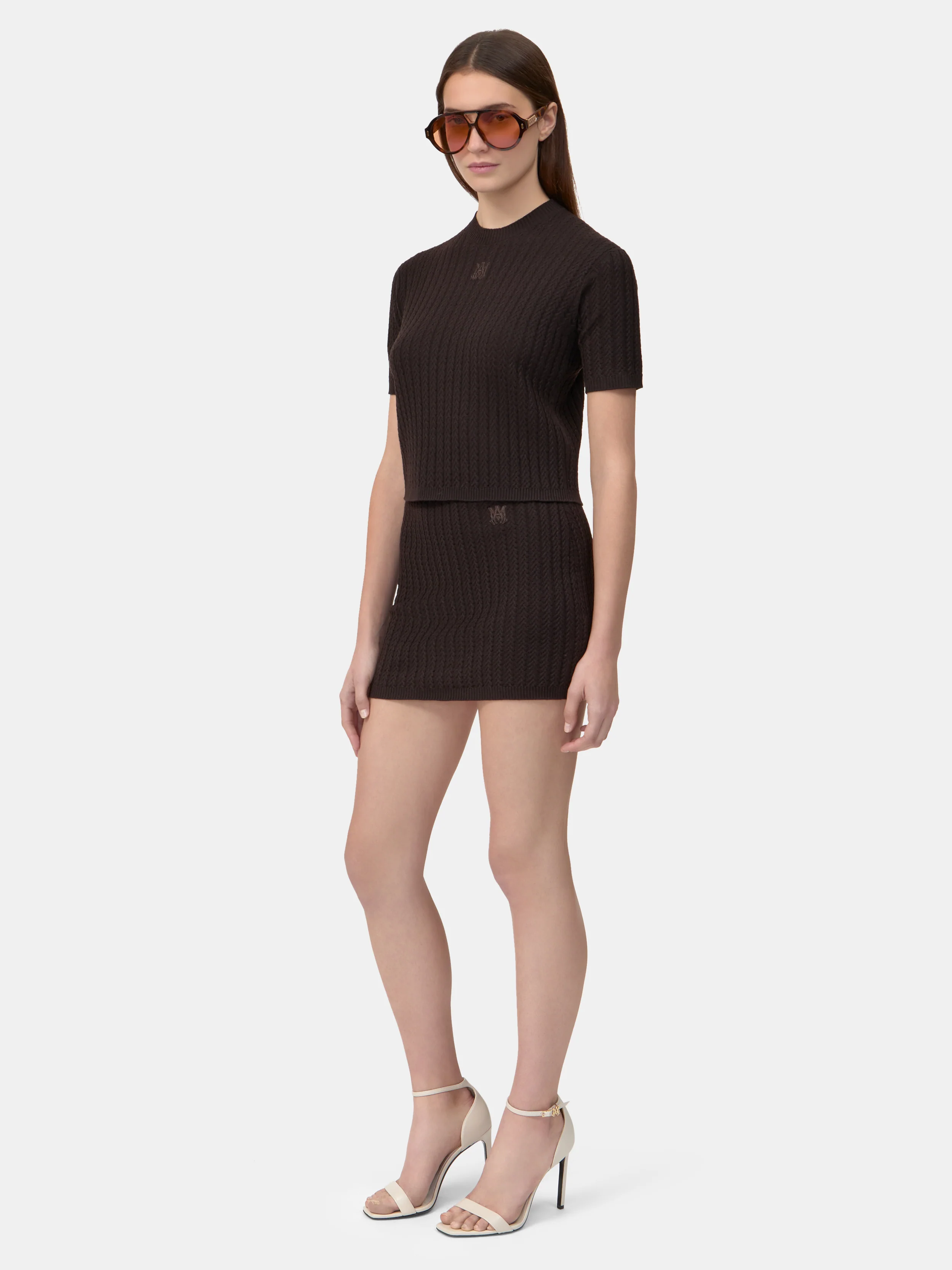 WOMEN - WOMEN'S MA CABLE KNIT SKIRT - Dark Brown - Image 3