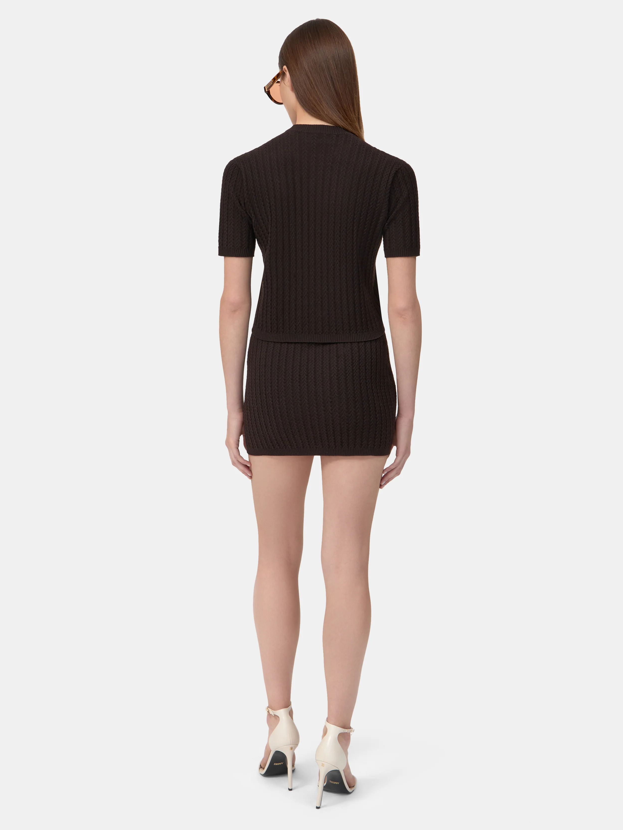 WOMEN - WOMEN'S MA CABLE KNIT SKIRT - Dark Brown - Image 4