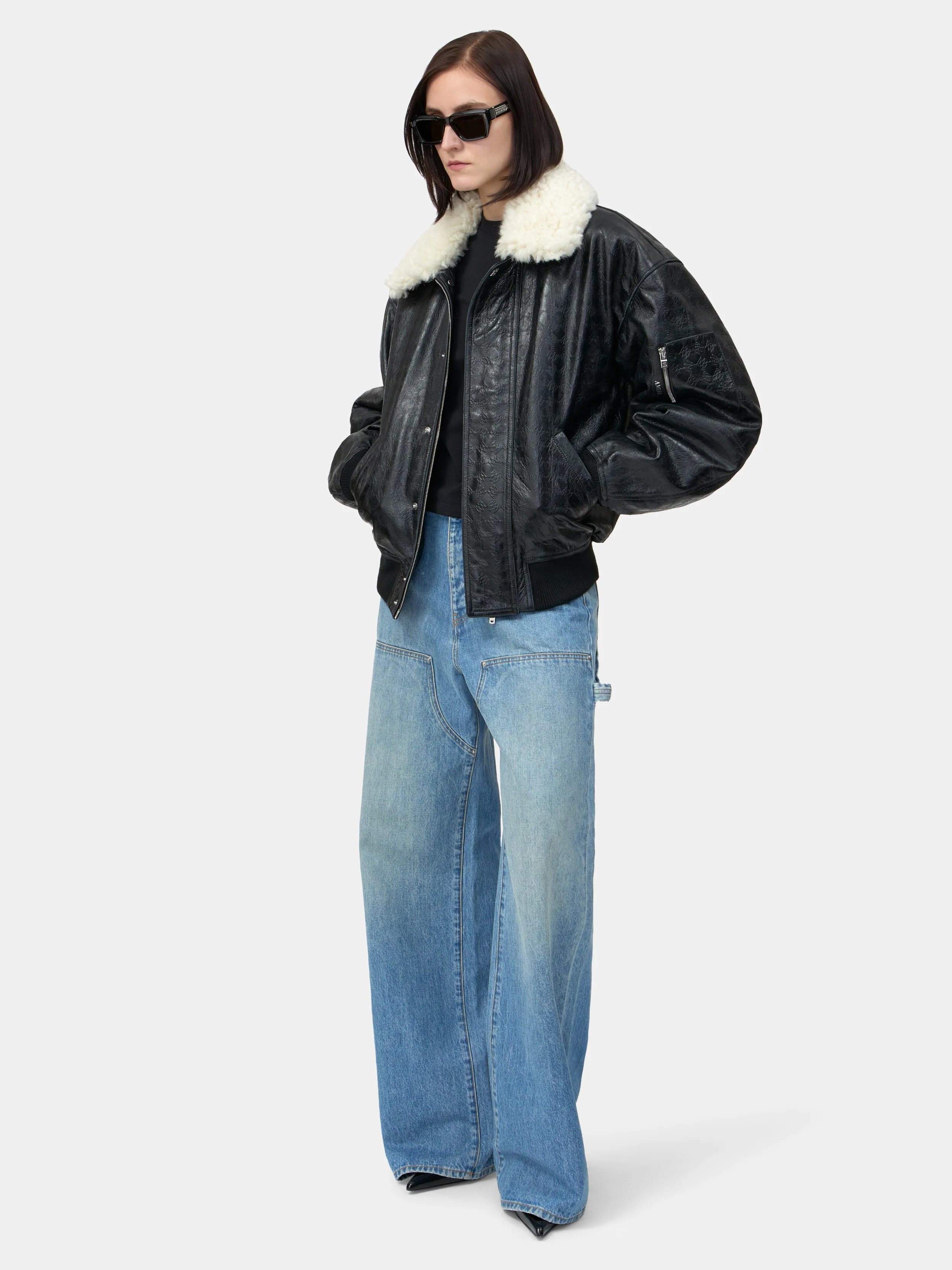 WOMEN - WOMEN'S MA QUAD LEATHER BOMBER JACKET - Black - Image 3